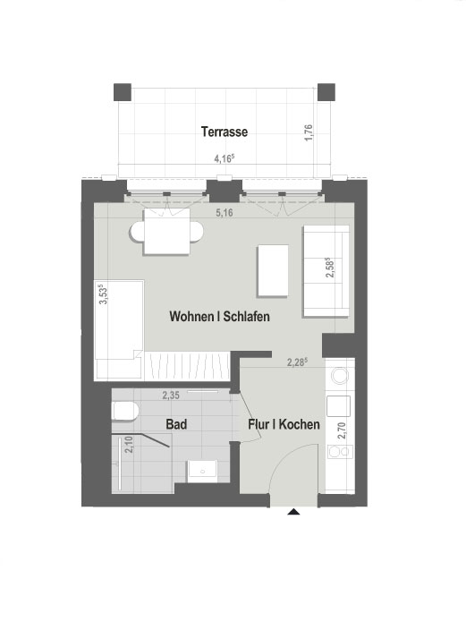 Service-Wohnen mit Einbauküche & Terrasse! - Photo 4