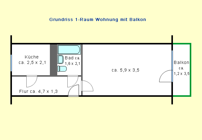 1-Raum-Wohnung mit separater Küche und Südbalkon - Foto 4