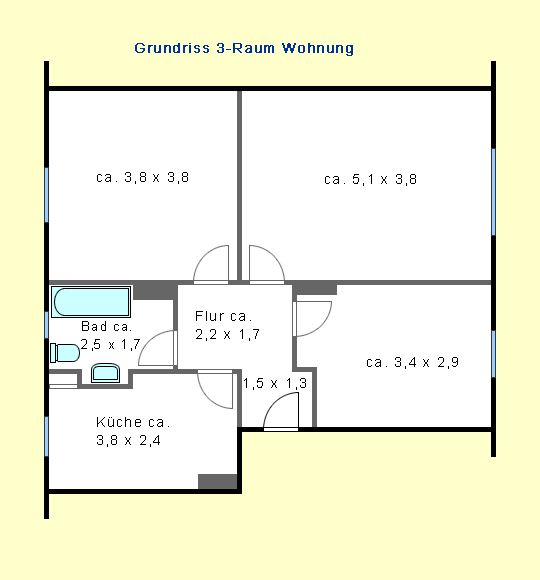 geräumige 3-Raum-Wohnung - Foto 4
